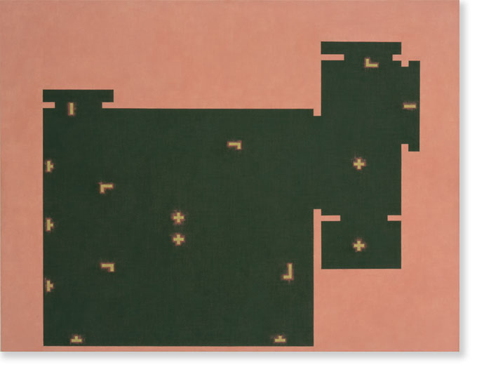 Living Rooms: NorthEast, with lights, action 2003 — 2005 oil on canvas 32.5 x 42.5 inches